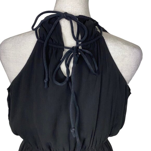 ABERCROMBIE FITCH Women Chiffon Overlay Mini Halter Dress Size M Black Chic 4-22 - Picture 6 of 13